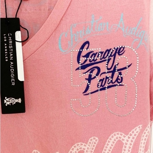 Christian Audigier/Ed Hardy Melon Garage Parts Checkered Racer Tunic/Tee NWT LG - Picture 3 of 6